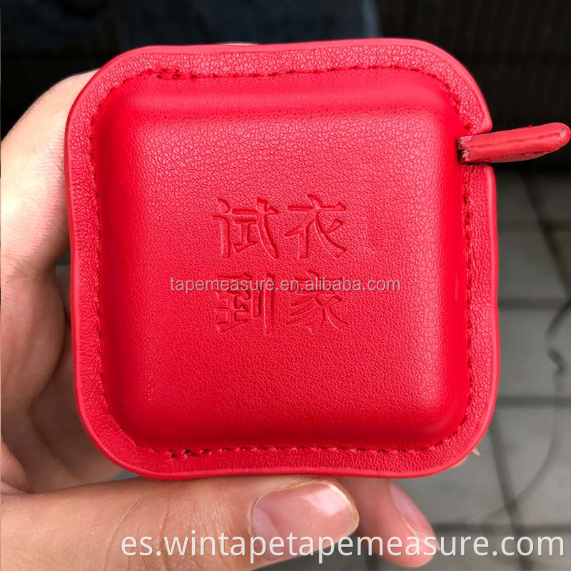 Mini cinta métrica de cuero multifunción personalizada de alta calidad, cinta métrica de coser, cinta métrica cuadrada retráctil de cuero